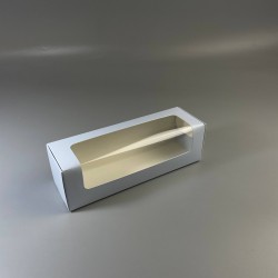 Картонная коробка для макаронс с окошком 200*60*60 Голубая