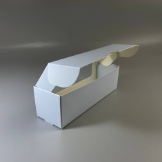 Картонная коробка для макаронс с окошком 200*60*60 Голубая