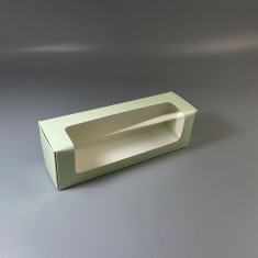 Картонная коробка для макаронс с окошком 200*60*60 Зеленая