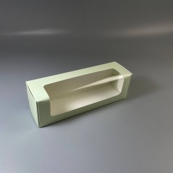 Картонная коробка для макаронс с окошком 200*60*60 Зеленая