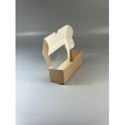 Картонная коробка для макаронс с окошком 200*60*60 Шоколад