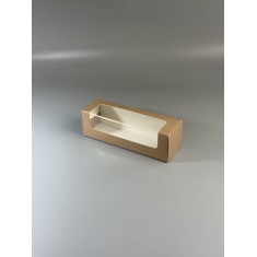 Картонная коробка для макаронс с окошком 200*60*60 Шоколад
