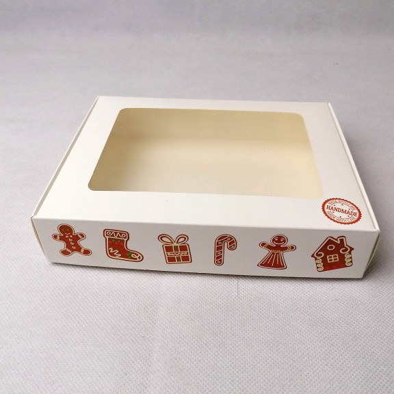 фото Коробка 192*148*40 для печива і пряників з прозорим вікном Імбирне печиво