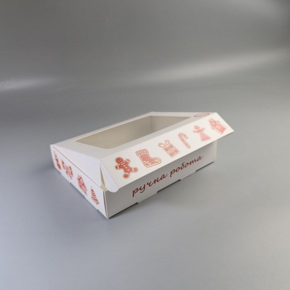 фото Коробка 192*148*40 для печива і пряників з прозорим вікном Імбирне печиво