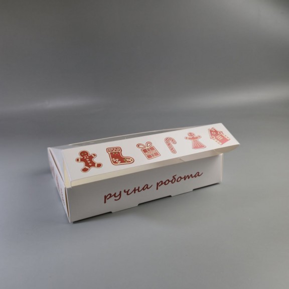 фото Коробка 192*148*40 для печива і пряників з прозорим вікном Імбирне печиво