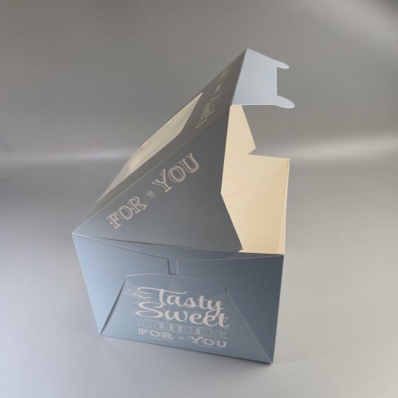 фото Коробка 200*200*150 для торту і чизкейку з вікном Блакитна