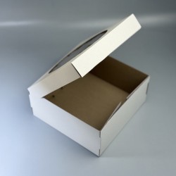 Коробка 230*230*110 для чізкейку з гофрокартону  з вікном