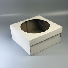 Коробка 230*230*110 для чізкейку з гофрокартону  з вікном