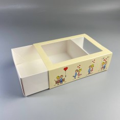 Коробка-пенал для макаронс и сувениров 115*155*50 с окном  Кохання це...