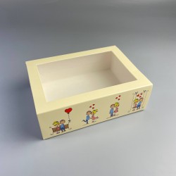 Коробка-пенал для макаронс и сувениров 115*155*50 с окном  Кохання це...