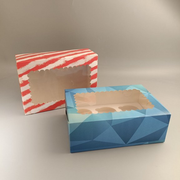 фото Набір суміш для випічки + Коробка 255*180*90 для 6 кексів з вікном Смарагд