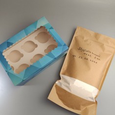 Набір суміш для випічки + Коробка 255*180*90 для 6 кексів з вікном Смарагд