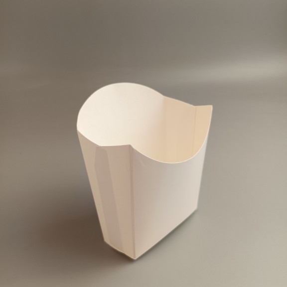 фото Упаковка для картоплі фрі біла 100*100*50 мм