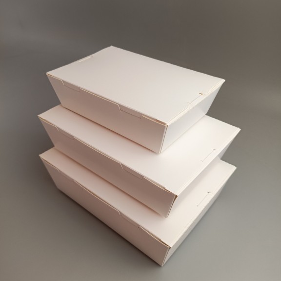 фото Ланч-бокс картонний Білий з ламінацією 170*115*45 мм (750 мл)