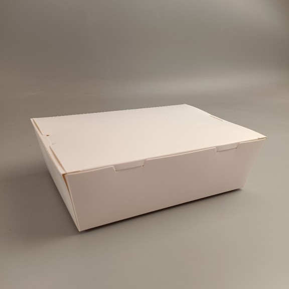 фото Ланч-бокс картонний з ламінацією 210*150*60 мм (1600 мл) Білий