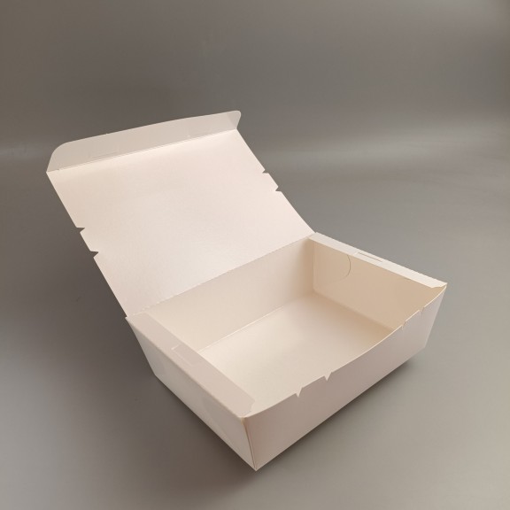 фото Ланч-бокс картонний з ламінацією 210*150*60 мм (1600 мл) Білий