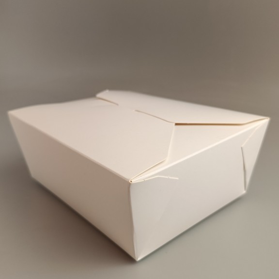 фото Ланч-бокс картонний Білий з ламінацією 170*140*50 мм (1100 мл)