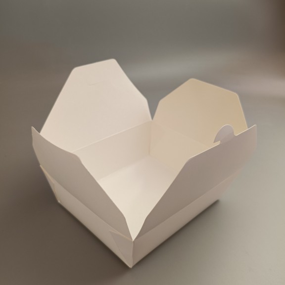 фото Ланч-бокс картонний Білий з ламінацією 175*140*65 мм (1400 мл)