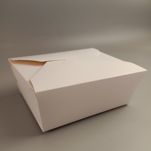 фото Ланч-бокс картонний Білий з ламінацією 175*140*65 мм (1400 мл)