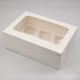 фото Коробка  255*180*90 для 6 кексів  з целюлозного картону з прозорим вікном БІЛА